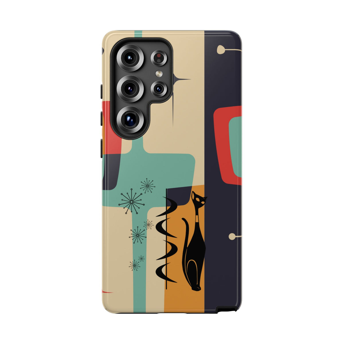 Mid Century Modern, Geometric, Atomic Cat Groovy Smart Phones Tough Phone Cases