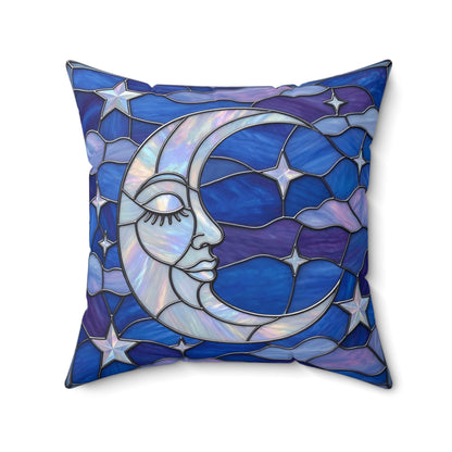 Halloween Stained Glass Style Night Sky Moon Stars Clouds Pillow Cover and Insert - Mid Century Modern Gal