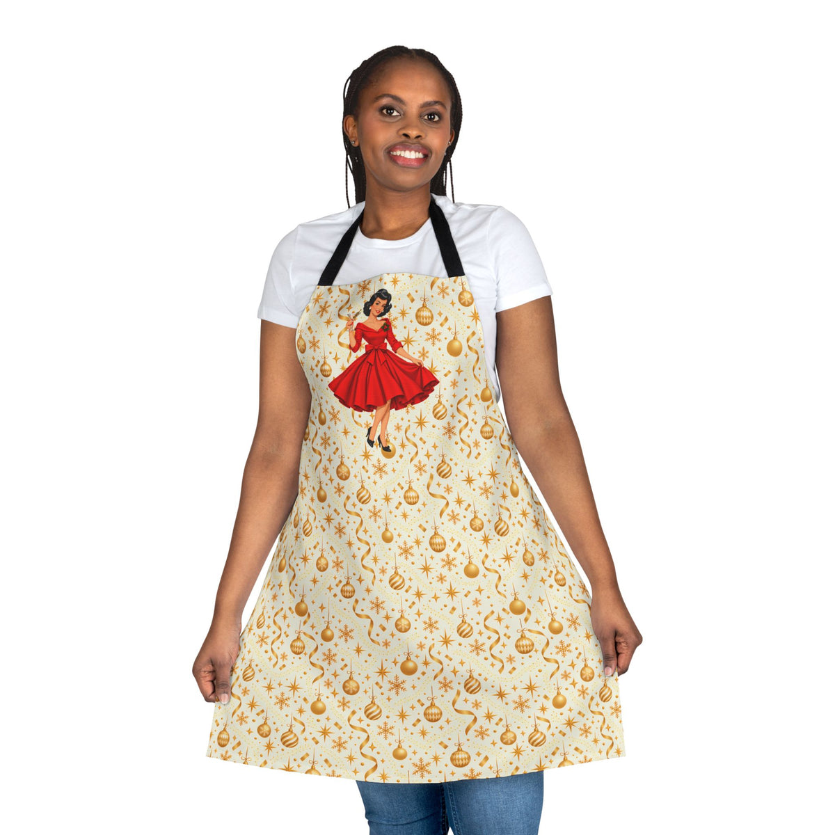 Mid Century Modern Christmas Martini Gal Apron - Mid Century Modern Gal
