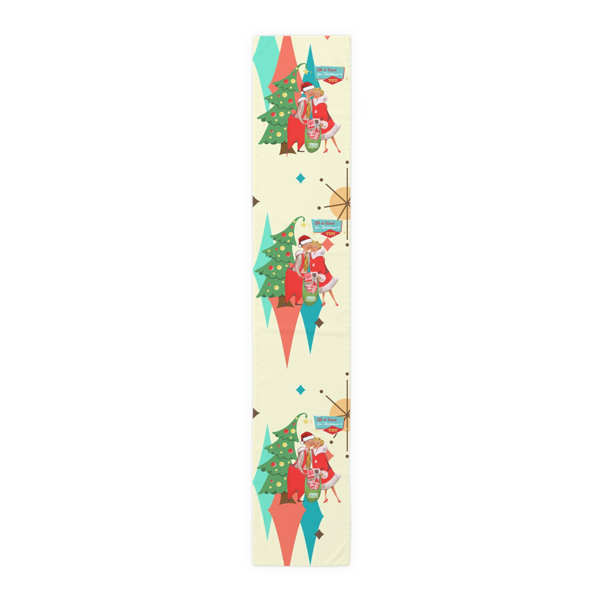 Festive Table Runner | Holiday Decor, Vintage Inspired, Christmas Table Decoration, Unique Gift for Home, Dining Table Accessory - Mid Century Modern Gal