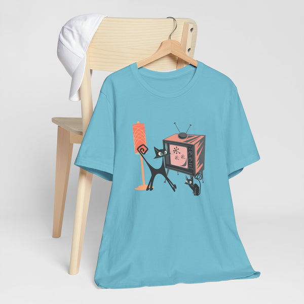 Atomic Cat, Kitschy Mid Mod Retro Comfy Unisex Jersey Short Sleeve Tee