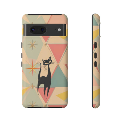 Atomic Cat Mid Mod Retro Cat Phone Case | Tough Cases with Vintage Vibe | Ideal for Cat Lovers