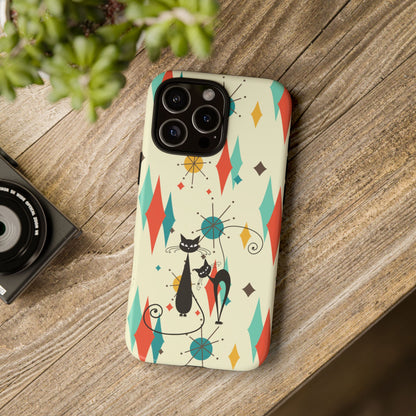 Atomic Kitty Cat, Mid Mod Franciscan Pattern, Kitsch Tough Phone Cases