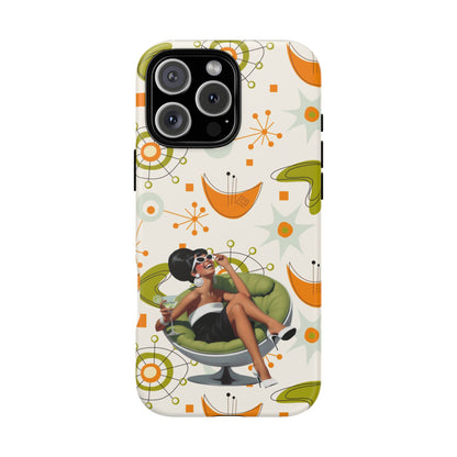 Mid Century Modern Atomic Starburst Mid Mod 60s Gal Retro Chic Tough Phone Case with Vintage Glamour Design