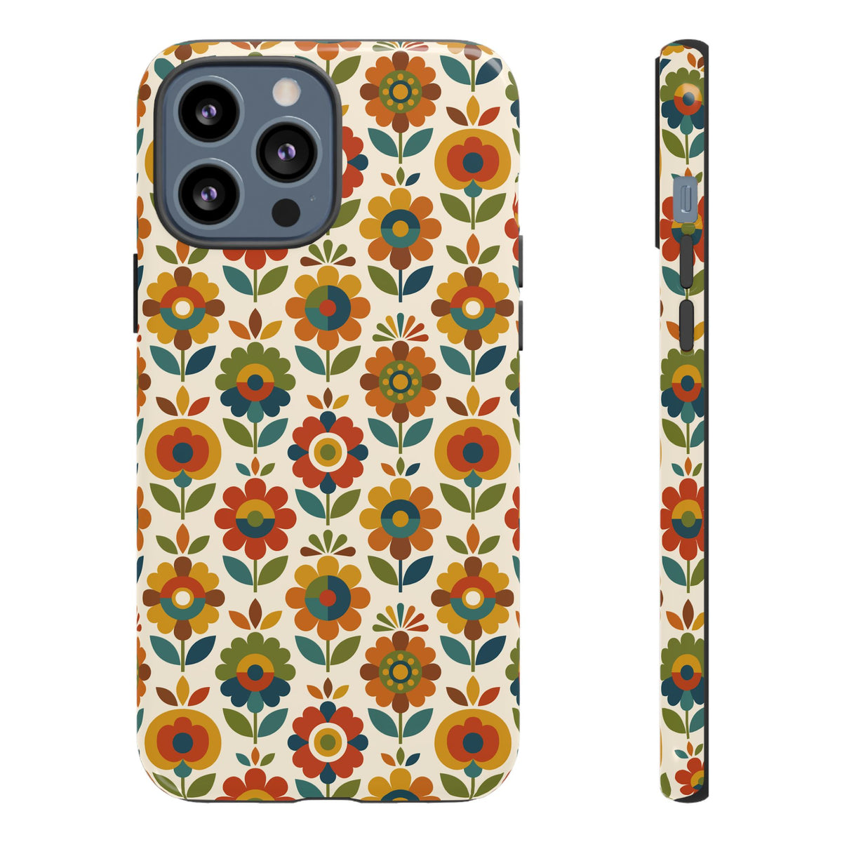 Mid Century Modern Scandinavian Floral Earth Tones Tough Phone Case