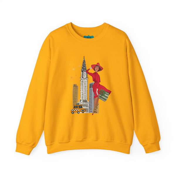 Mid Century Modern Christmas Kitsch Vintage New York City Graphic Crewneck Sweatshirt