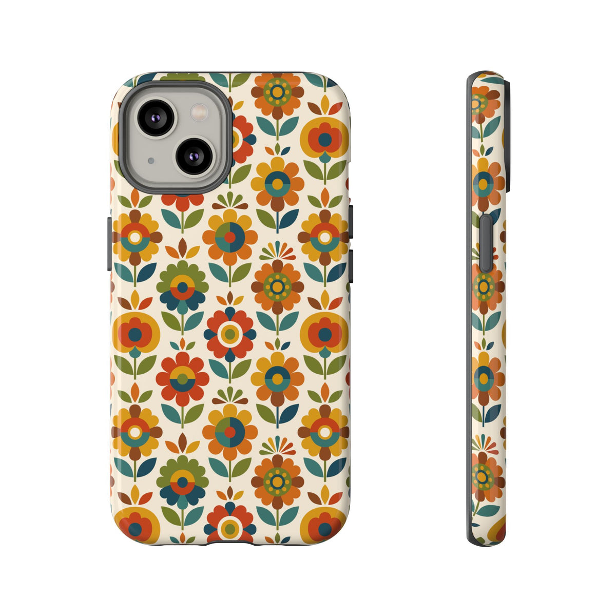 Mid Century Modern Scandinavian Floral Earth Tones Tough Phone Case
