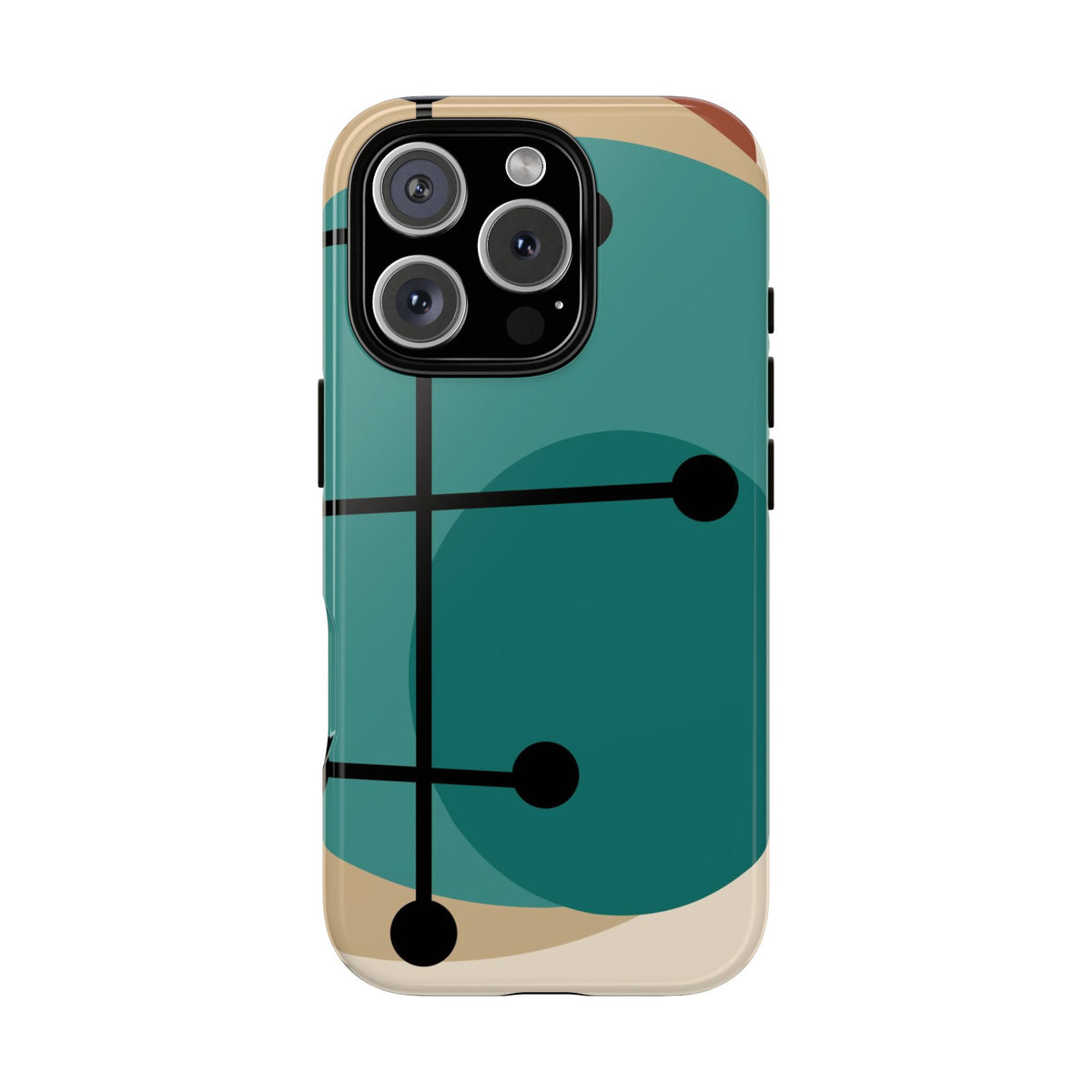 Mid Century Mod, Geometric, Retro Beige Teal Blue, Smart Phones Tough Phone Cases