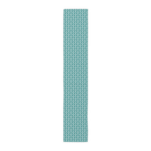 Art Deco Aqua Blue Floral Modern Runner