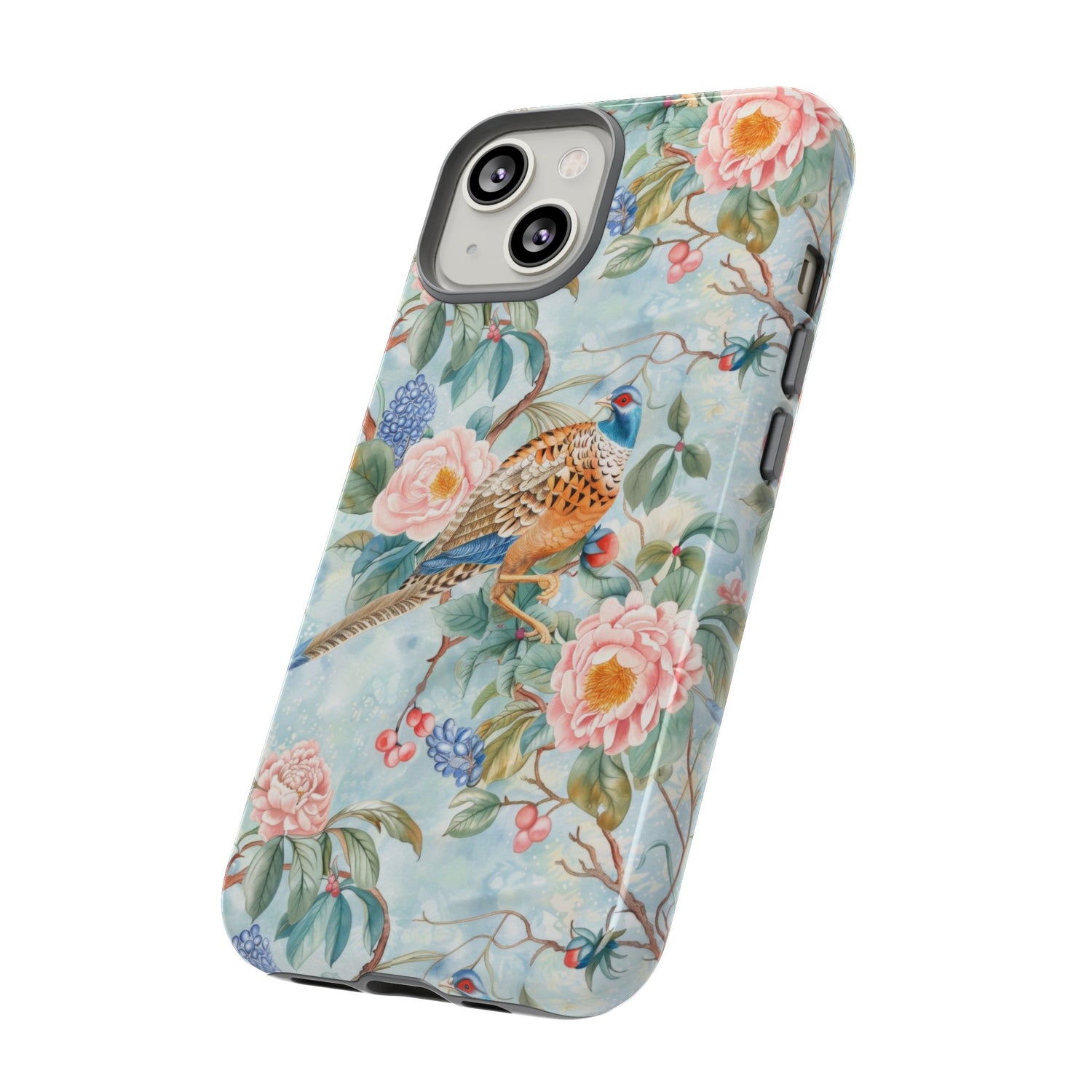 Chinoiserie Designed Floral Pheasant Phone Case with Bird Design