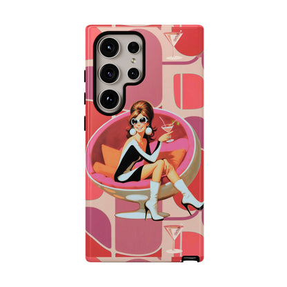 Mid Mod 60s Mod Gal, Kick Back Enjoy, Retro Chic Phone Case with Cocktail Design - Mid Century Modern Gal