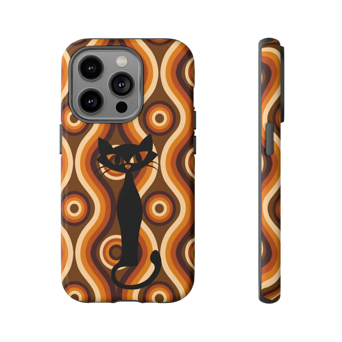 Retro Phone Case, Groovy Brown, Atomic Kitsch Cat Tough Smart Phone Cases