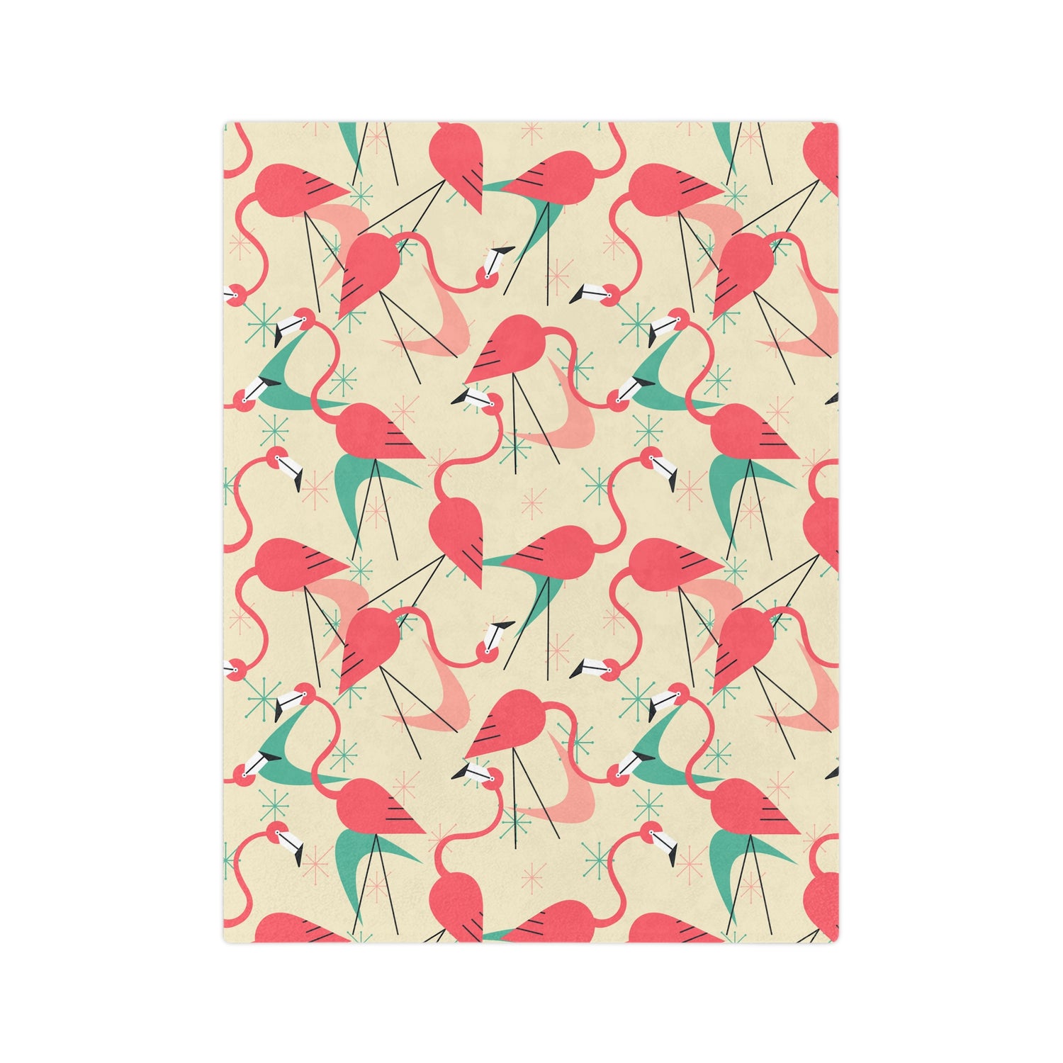 Palm Springs Mid Mod Tropical Flamingo Velveteen Blanket - Cozy Retro Kitsch Lightweight Throw - Mid Century Modern Gal