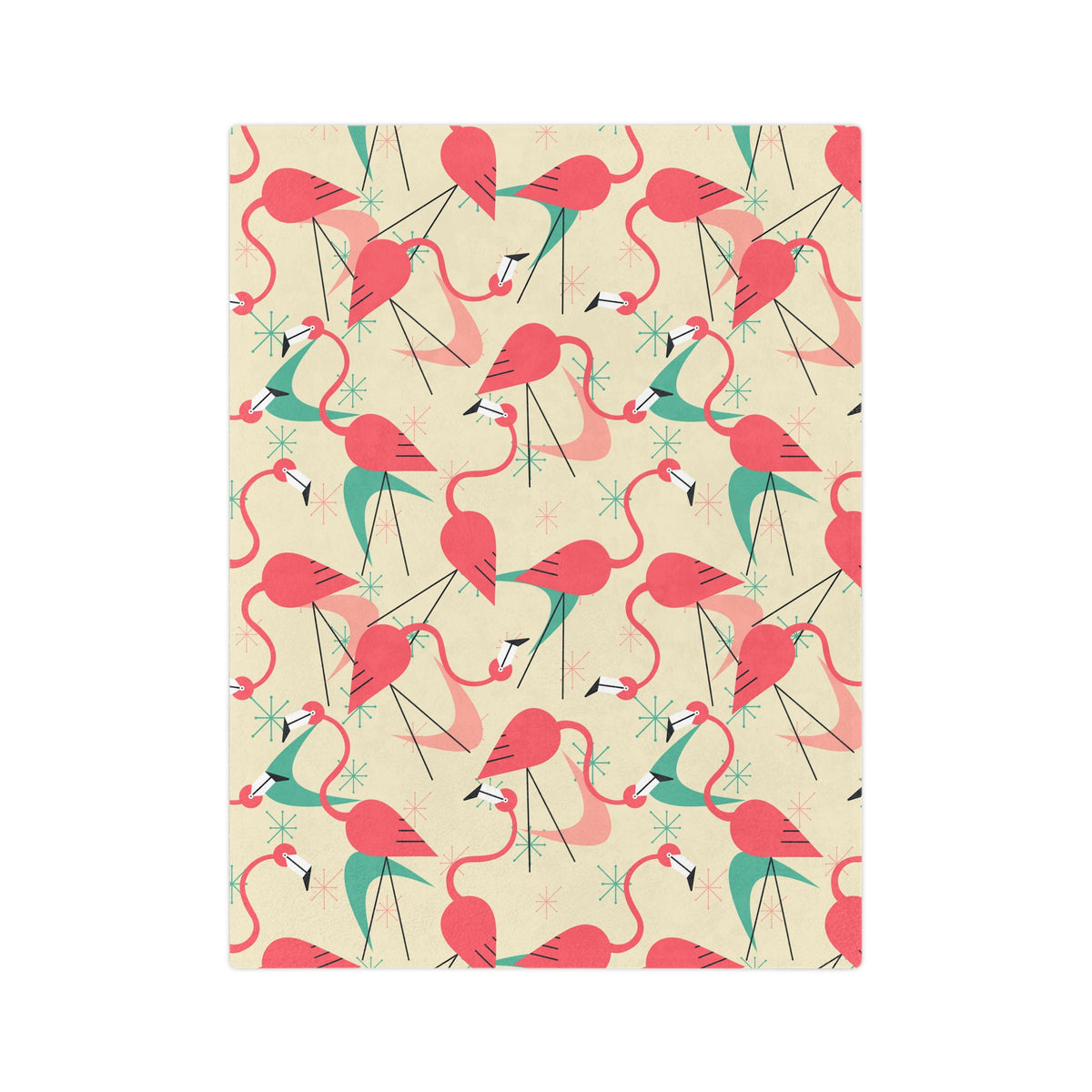Palm Springs Mid Mod Tropical Flamingo Velveteen Blanket - Cozy Retro Kitsch Lightweight Throw - Mid Century Modern Gal