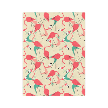 Palm Springs Mid Mod Tropical Flamingo Velveteen Blanket - Cozy Retro Kitsch Lightweight Throw - Mid Century Modern Gal