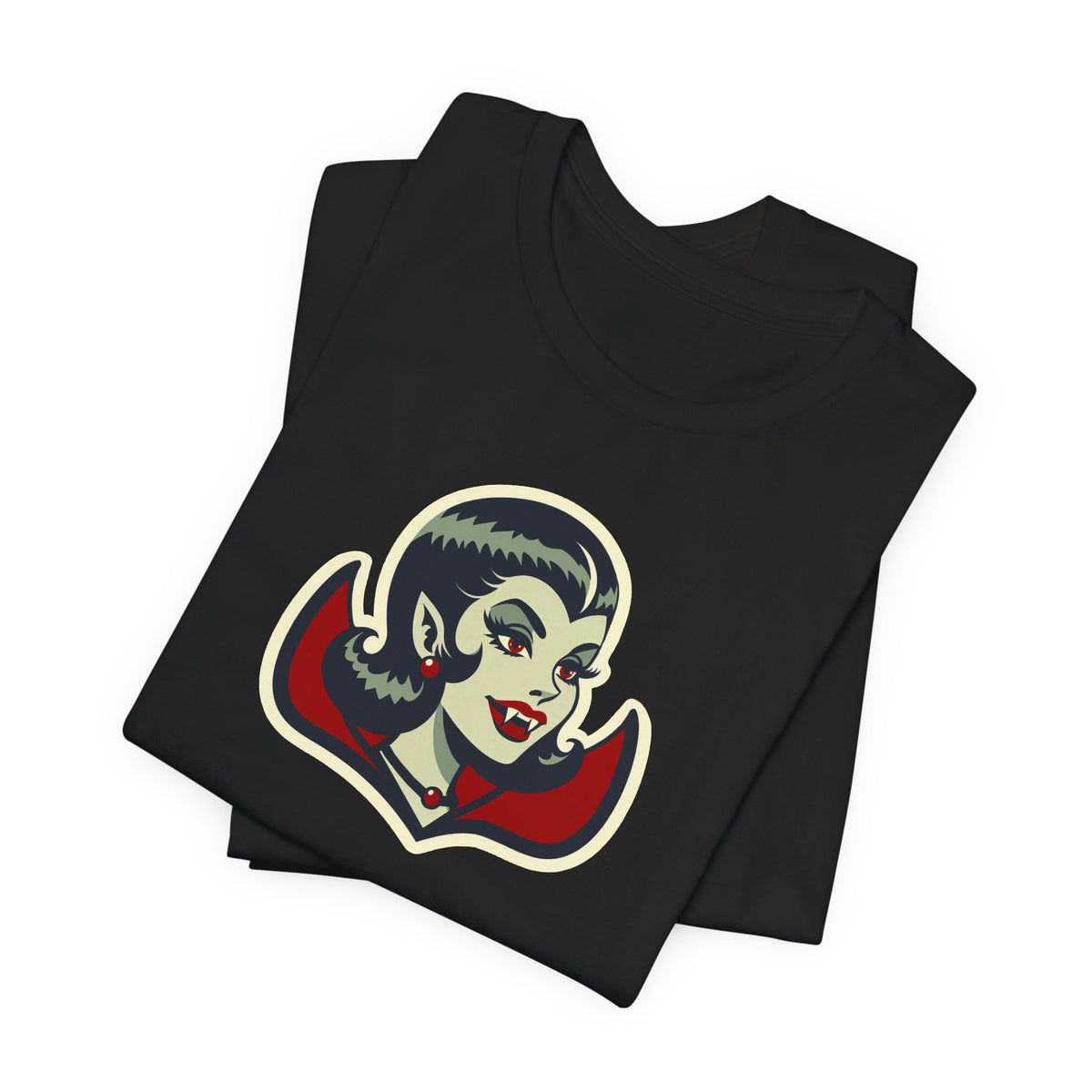 Vampire Dracula Girl Halloween Goth Horror Buff MCM Unisex T-Shirt - Mid Century Modern Gal
