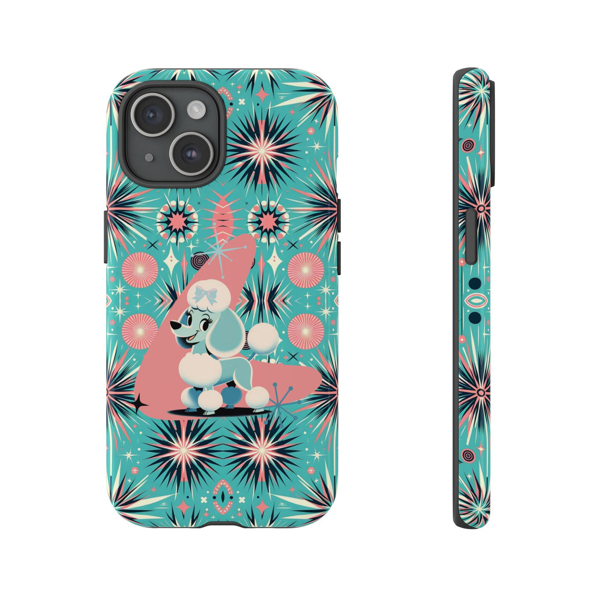 1950s Mid Century Modern Atomic Pink, Poodle Retro Smart Phone Tough Cases