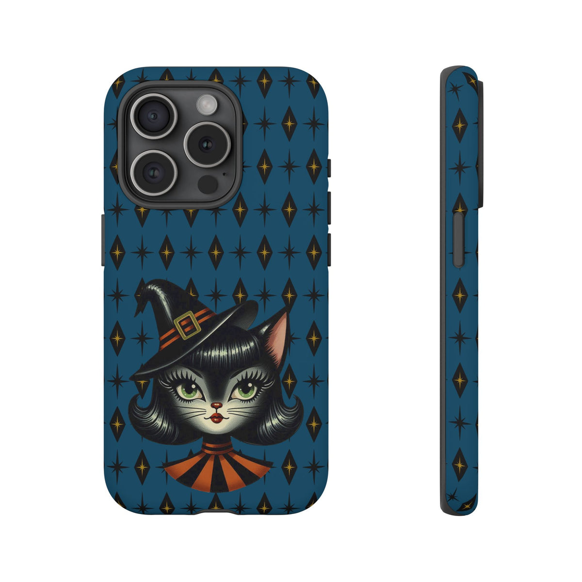 Vintage Halloween Black Cat Sexy Sexton Mid Century Modern Blue Tough Phone Case