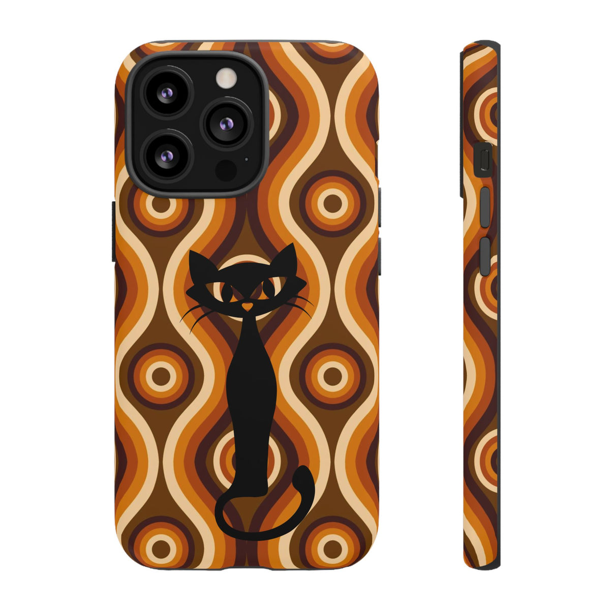 Retro Phone Case, Groovy Brown, Atomic Kitsch Cat Tough Smart Phone Cases - Mid Century Modern Gal