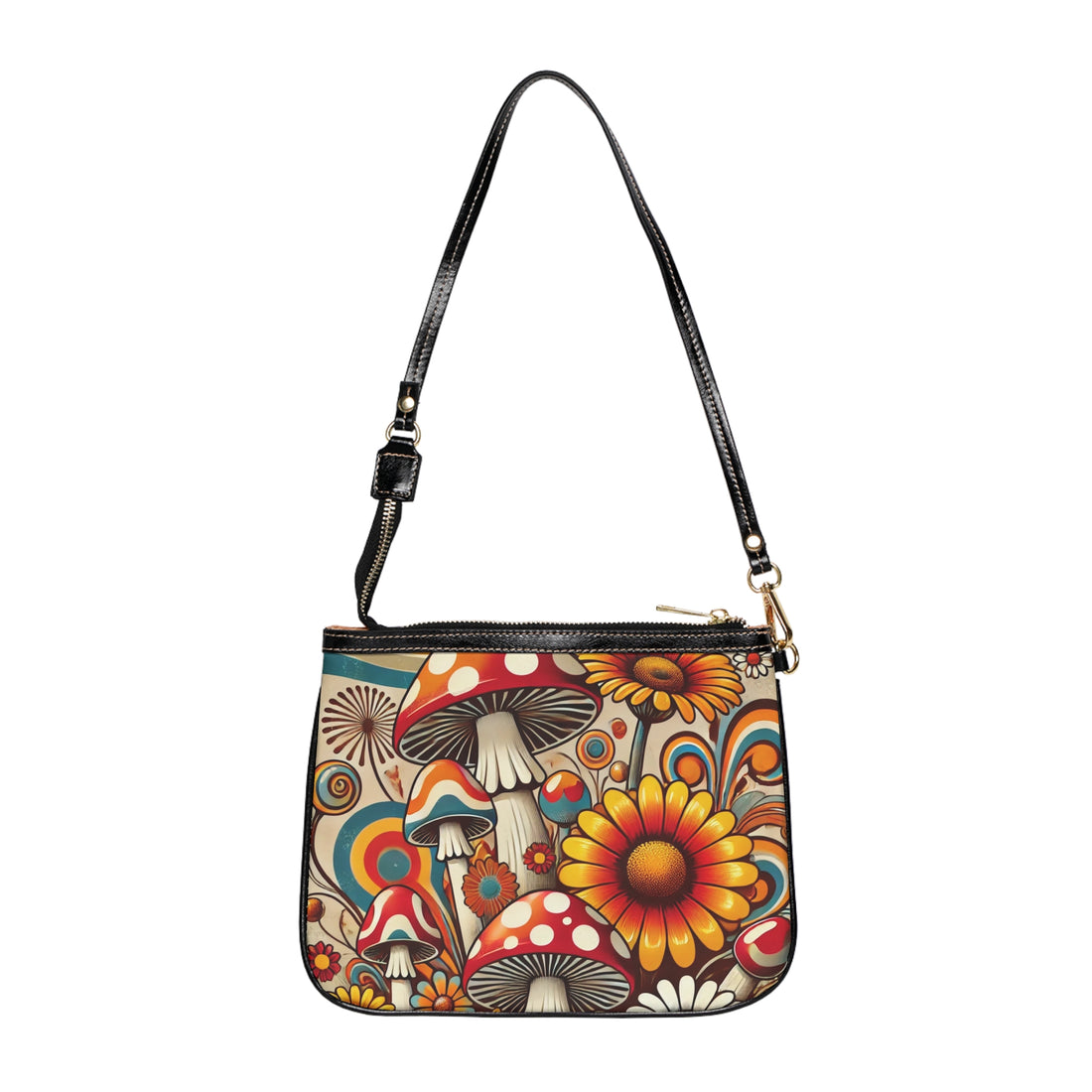 Retro Colorful Mushroom Floral Small Shoulder Bag - Bohemian Style Handbag - Mid Century Modern Gal