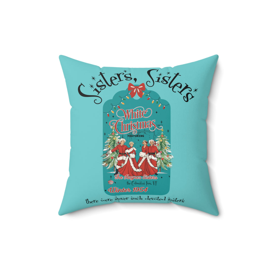 Vintage Christmas Sisters Sisters Wallace And Davis Decorative Pillow - Mid Century Modern Gal