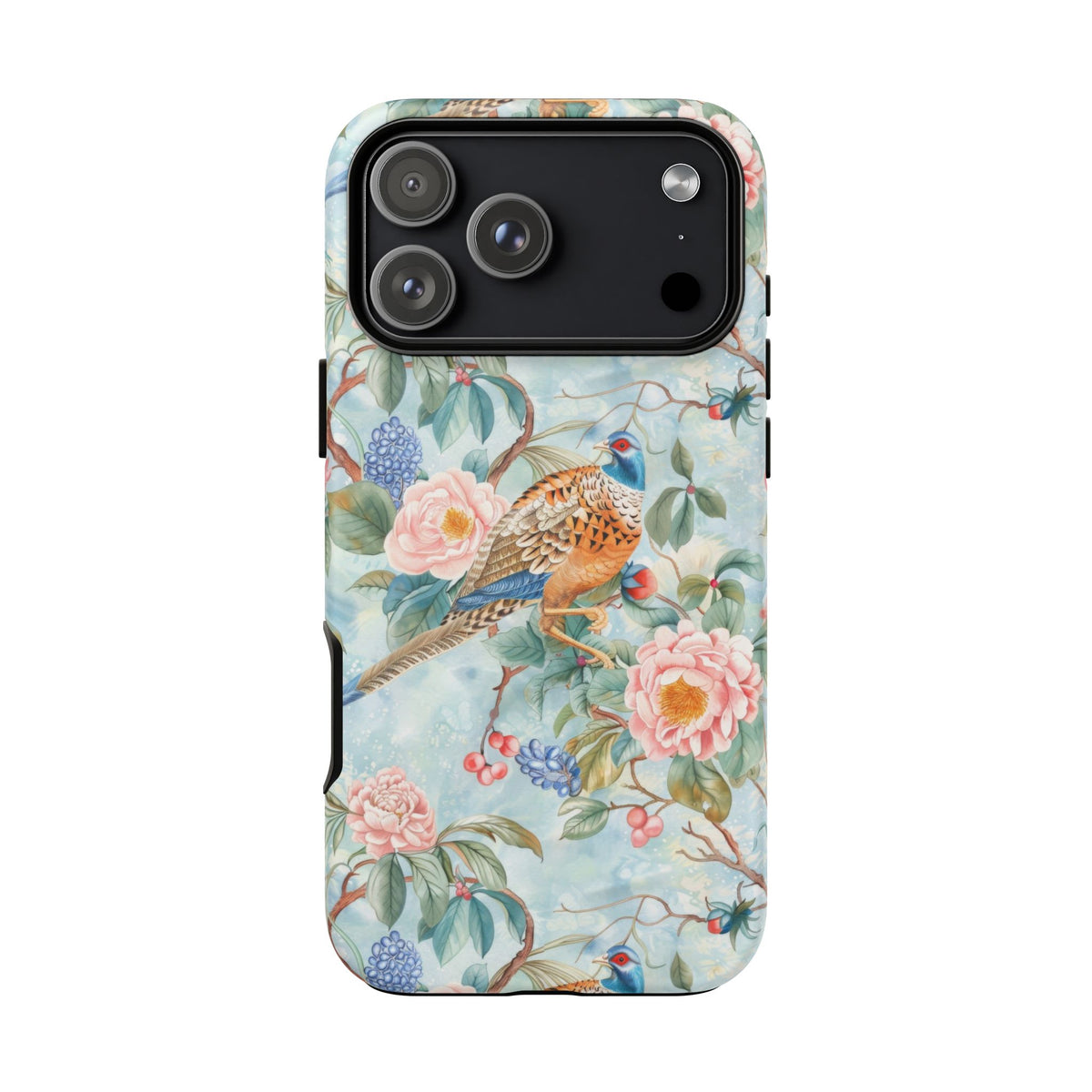 Chinoiserie Designed Floral Pheasant Phone Case with Bird Design