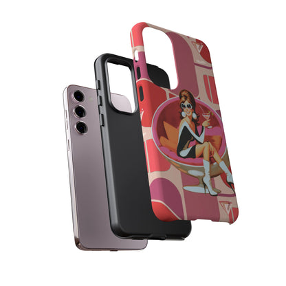 Mid Mod 60s Mod Gal, Kick Back Enjoy, Retro Chic Phone Case with Cocktail Design