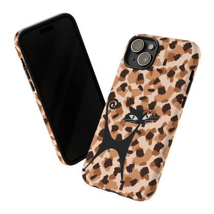 Mid Century Modern Atomic Cat, Animal Print Kitschy Trendy Smart Phone Tough Cases