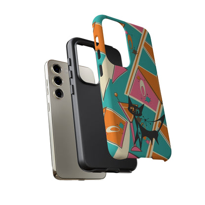 Atomic Cat Mid Mod Retro Cat Phone Case - Tough Cases for Stylish Cat Lovers