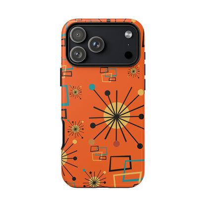 Mid Century Modern Sinatra Orange, Starburst, Geometric Funky Fun Tough Phone Case