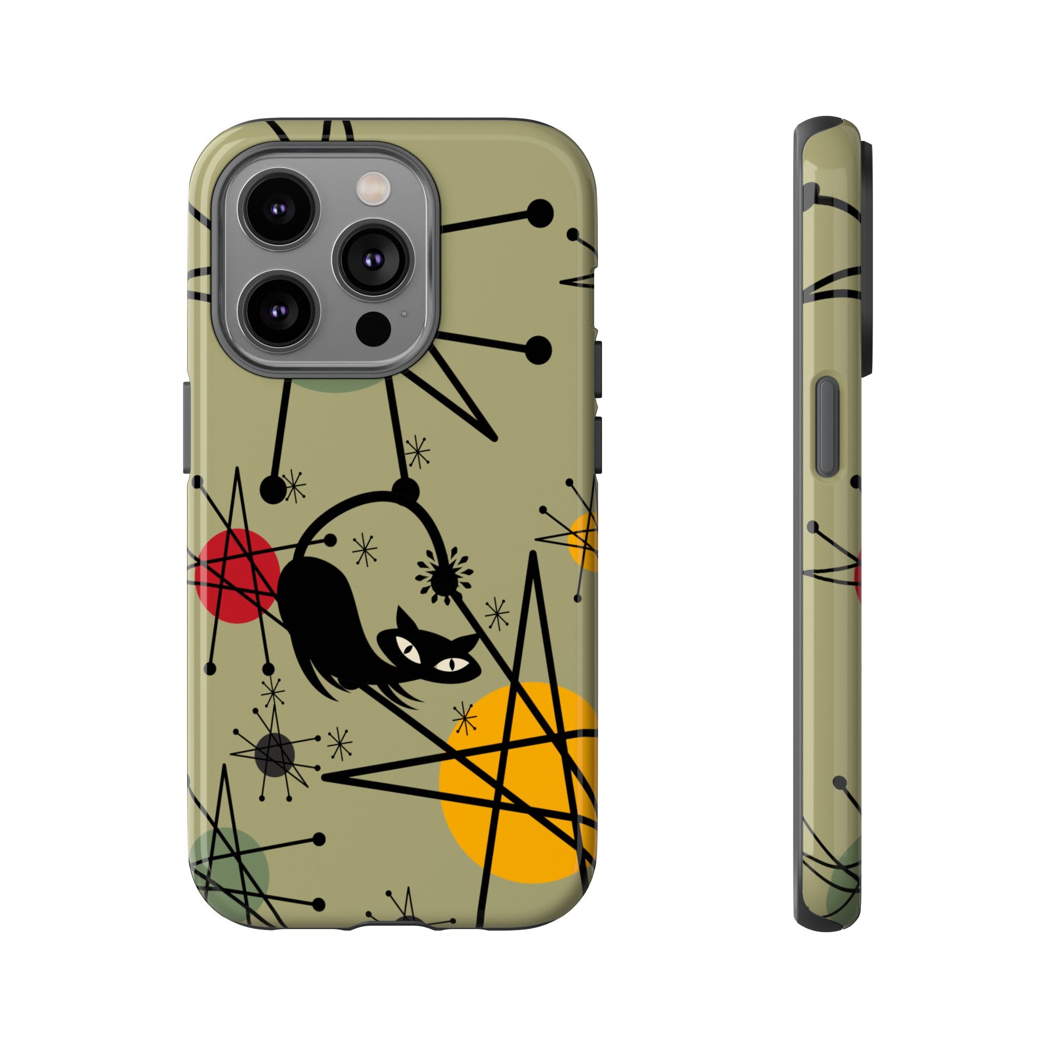 Mid Century Modern Atomic Cat, Retro Chic Groovy Mod Samsung, Smart Phone Tough Cases