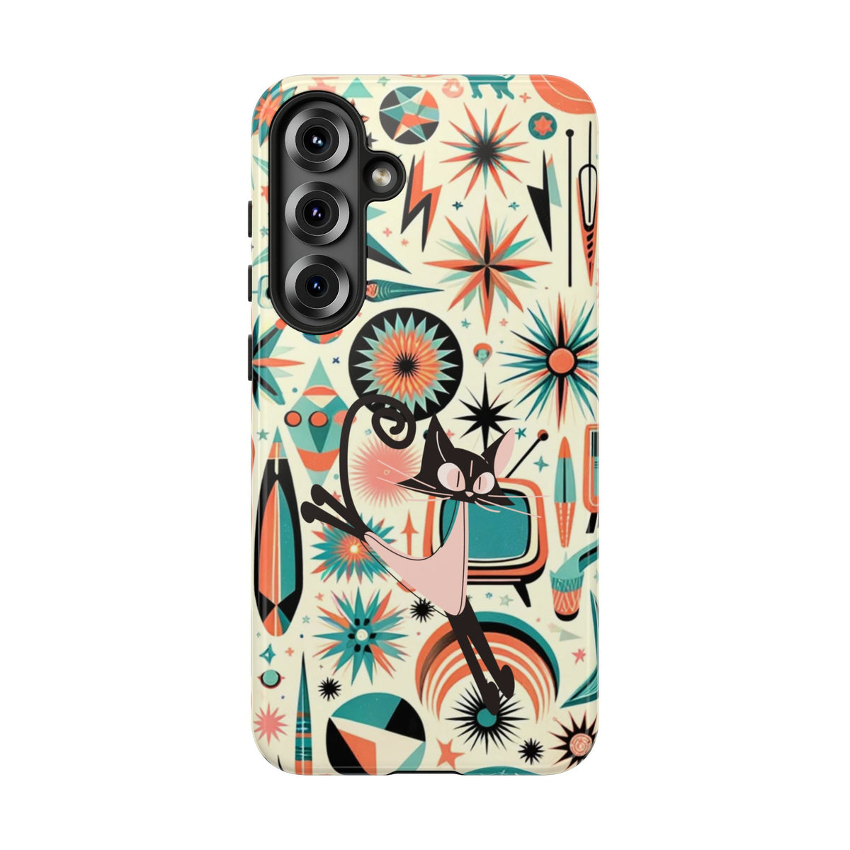 Atomic Kitty Boomerang Space Kitty Mid Century Modern Samsung, Smart Phone, Tough Cases