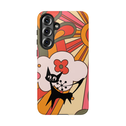 Atomic Cat, Retro Sunburst, Groovy Mod Smart Phone Tough Phone Cases