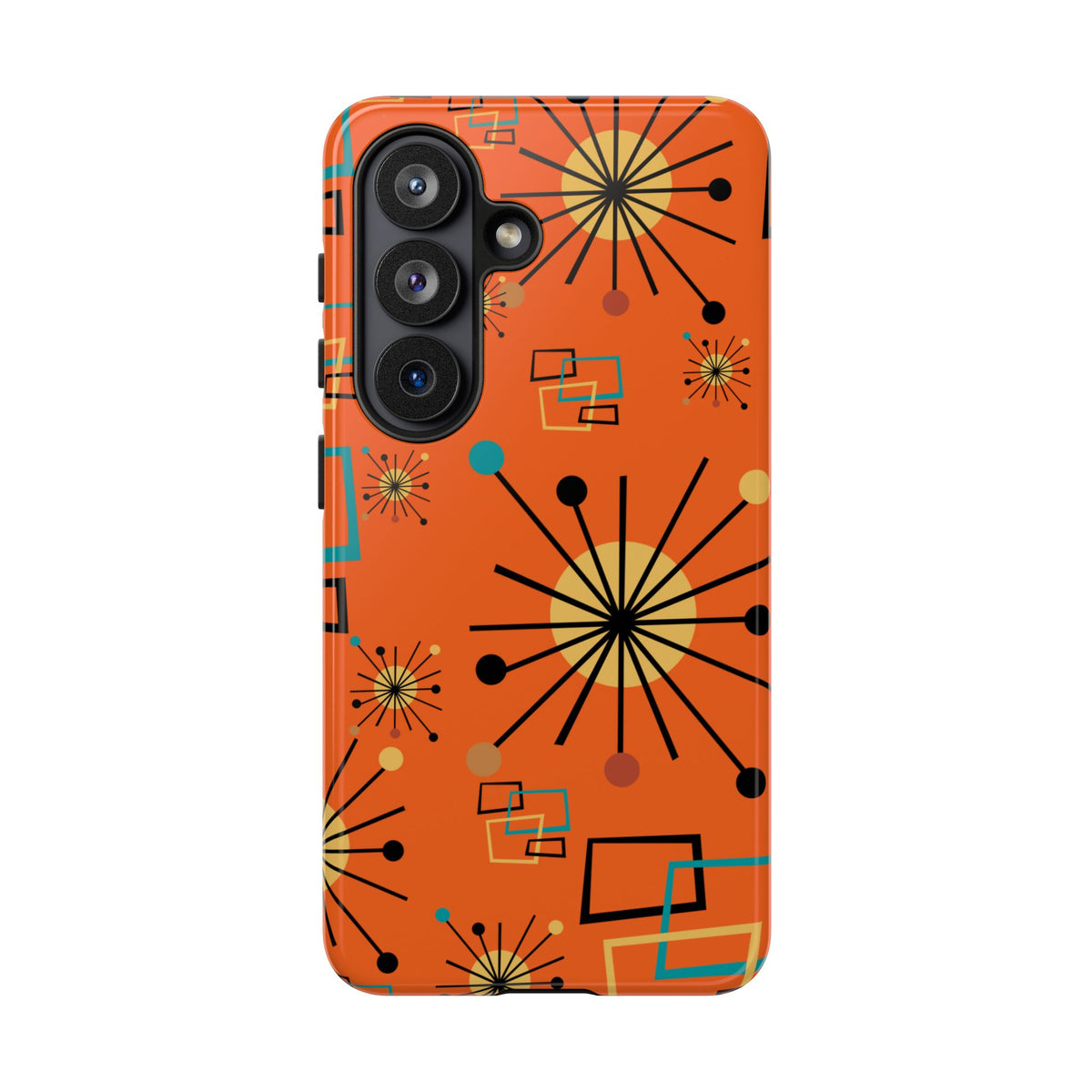 Mid Century Modern Sinatra Orange, Starburst, Geometric Funky Fun Tough Phone Case