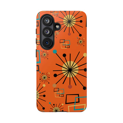 Mid Century Modern Sinatra Orange, Starburst, Geometric Funky Fun Tough Phone Case