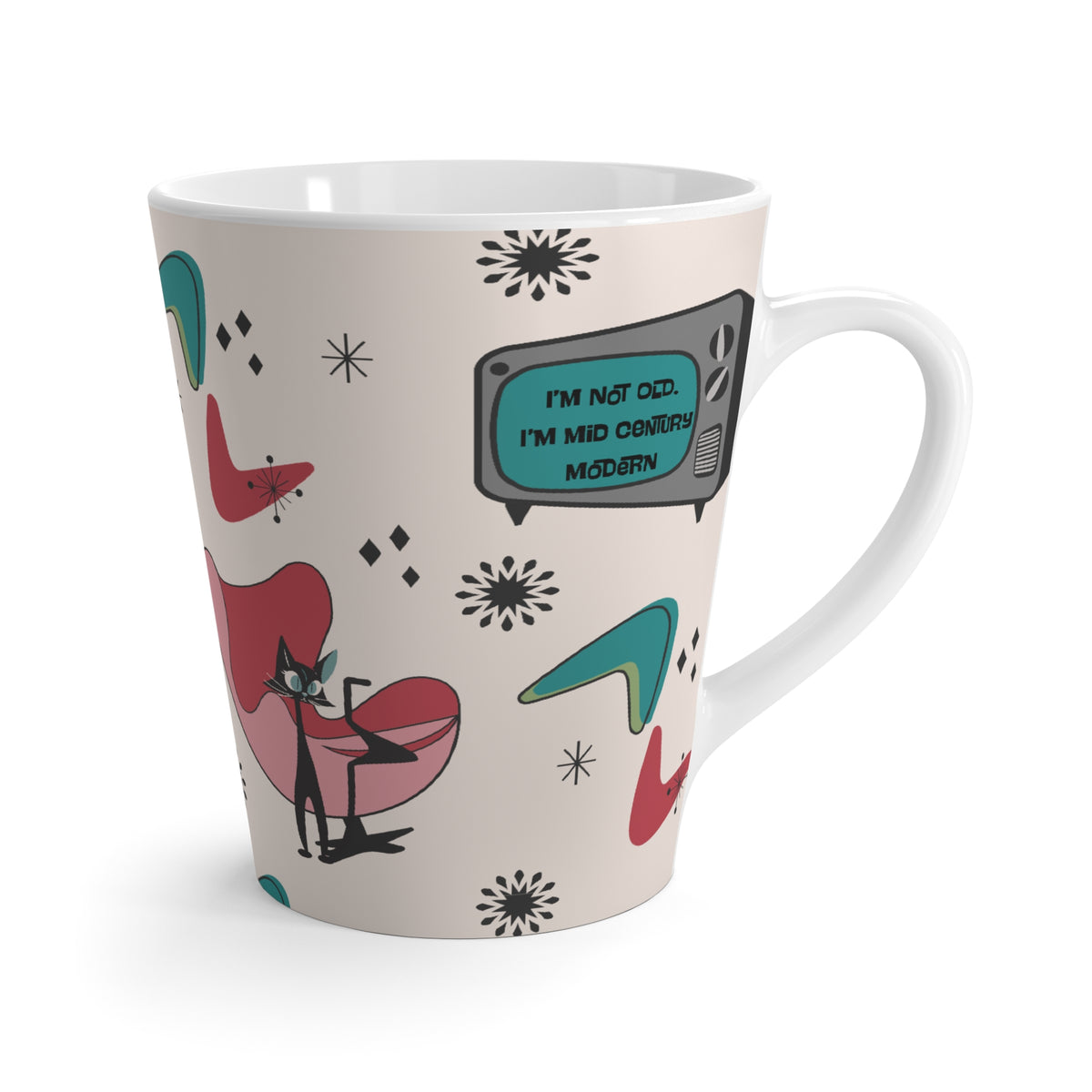 Mid Century Modern Kitschy Cat Funny I'm Not Old, I'm Mid Century Modern Latte Mug - Mid Century Modern Gal