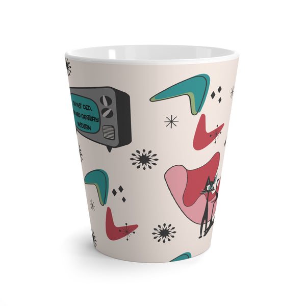 Mid Century Modern Kitschy Cat Funny I'm Not Old, I'm Mid Century Modern Latte Mug