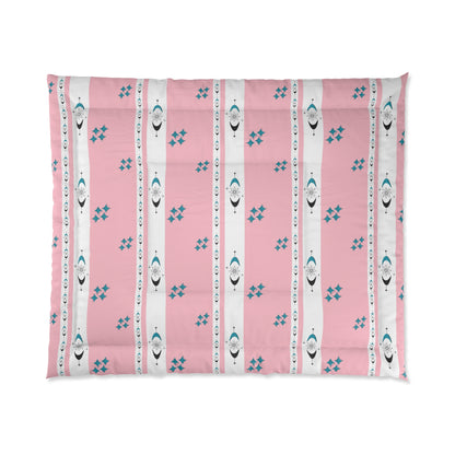 Atomic 50s Pink, Starbursts, Mid ModChic Comforter with Pink and Teal Pattern for Cozy Bedrooms - Mid Century Modern Gal