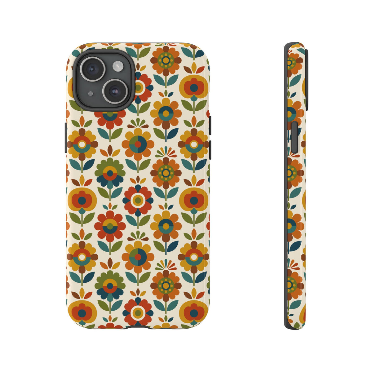 Mid Century Modern Scandinavian Floral Earth Tones Tough Phone Case