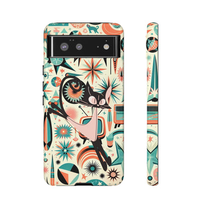 Atomic Kitty Boomerang Space Kitty Mid Century Modern Samsung, Smart Phone, Tough Cases