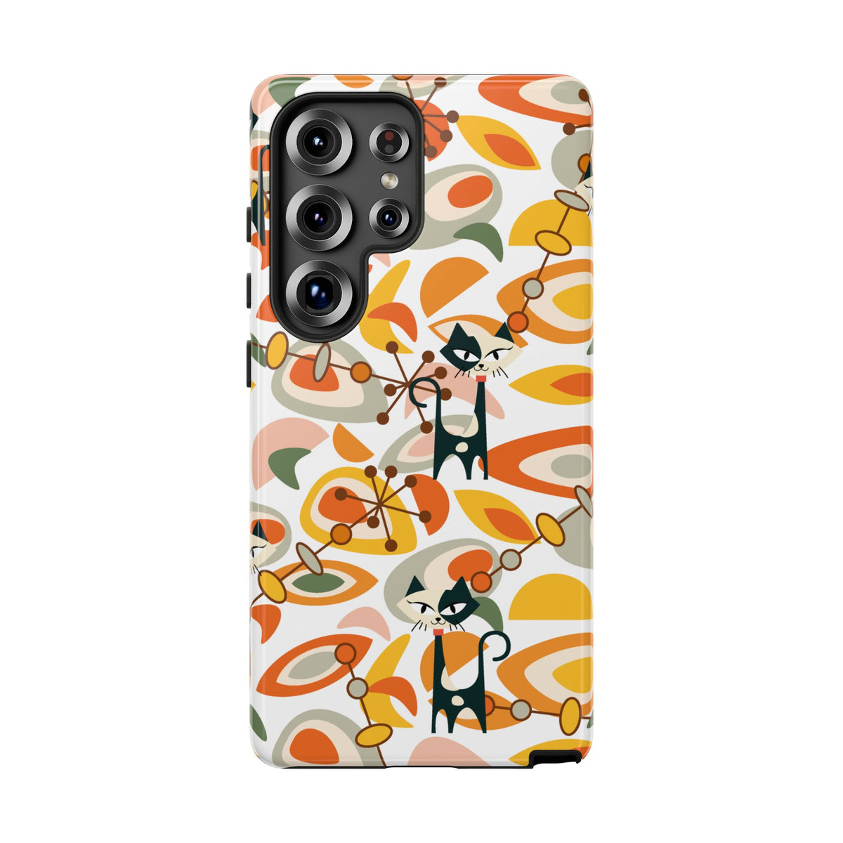 Atomic Cat Mid Mod Orange, Yellow, Groovy Cat Smart Phone Tough Cases