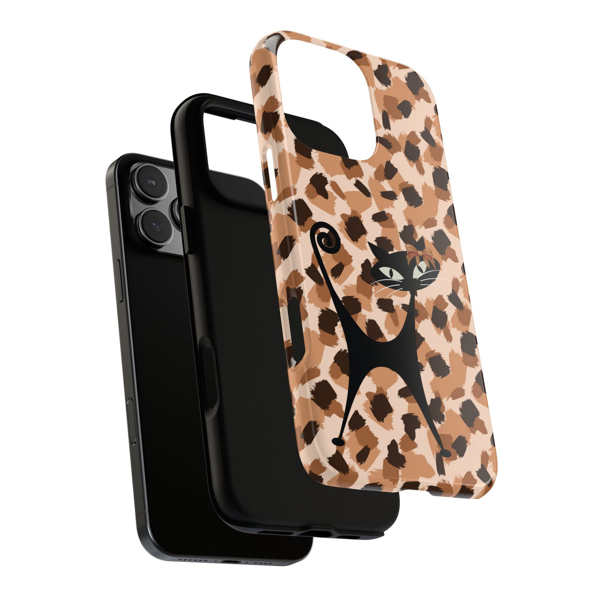 Mid Century Modern Atomic Cat, Animal Print Kitschy Trendy Smart Phone Tough Cases - Mid Century Modern Gal