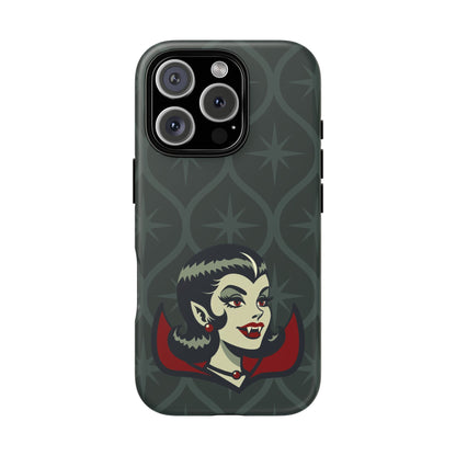 Vampire Dracula Girl Halloween Goth Horror Buff MCM Green Tough Phone Case