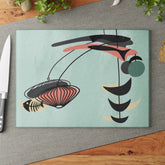 Atomic Mid Century Modern Fish Art, Modern Abstract Glass Cutting Board - Stylish Kitchen Decor - Mid Century Modern Gal