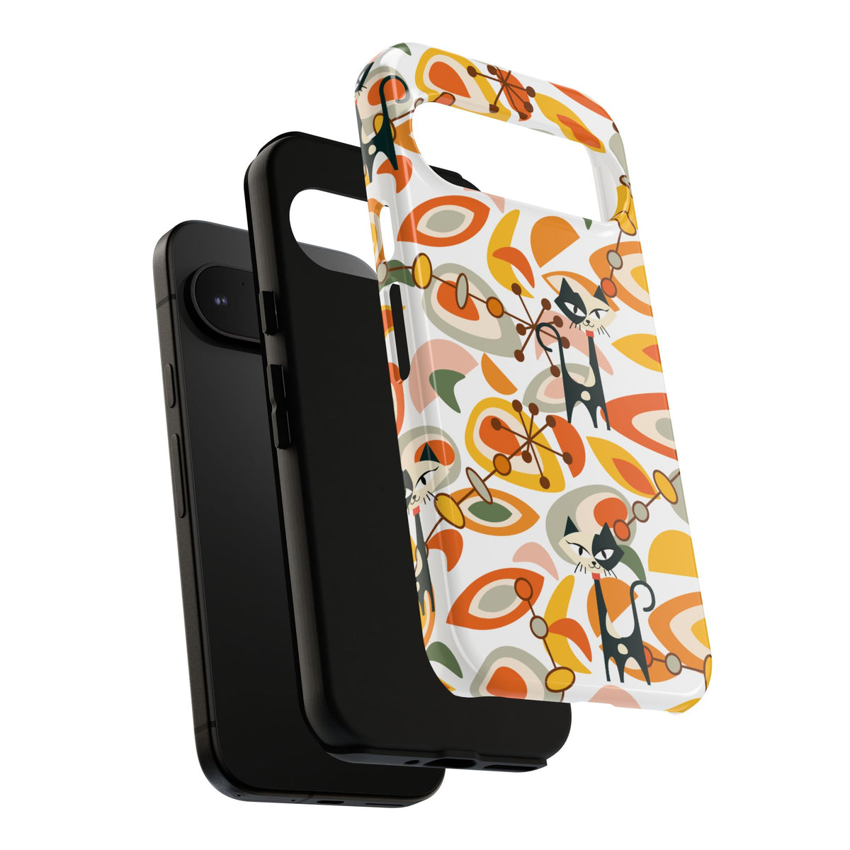Atomic Cat Mid Mod Orange, Yellow, Groovy Cat Smart Phone Tough Cases