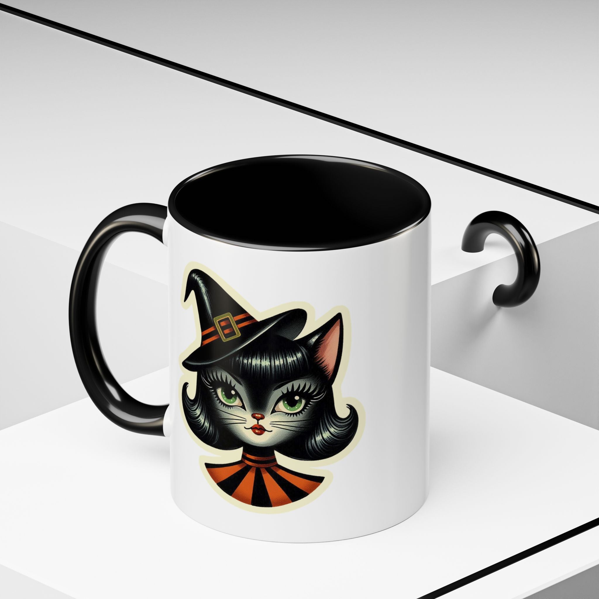 Vintage Halloween Black Cat Sexy Sexton Mid Century Modern Accent Coffee Mug - Mid Century Modern Gal