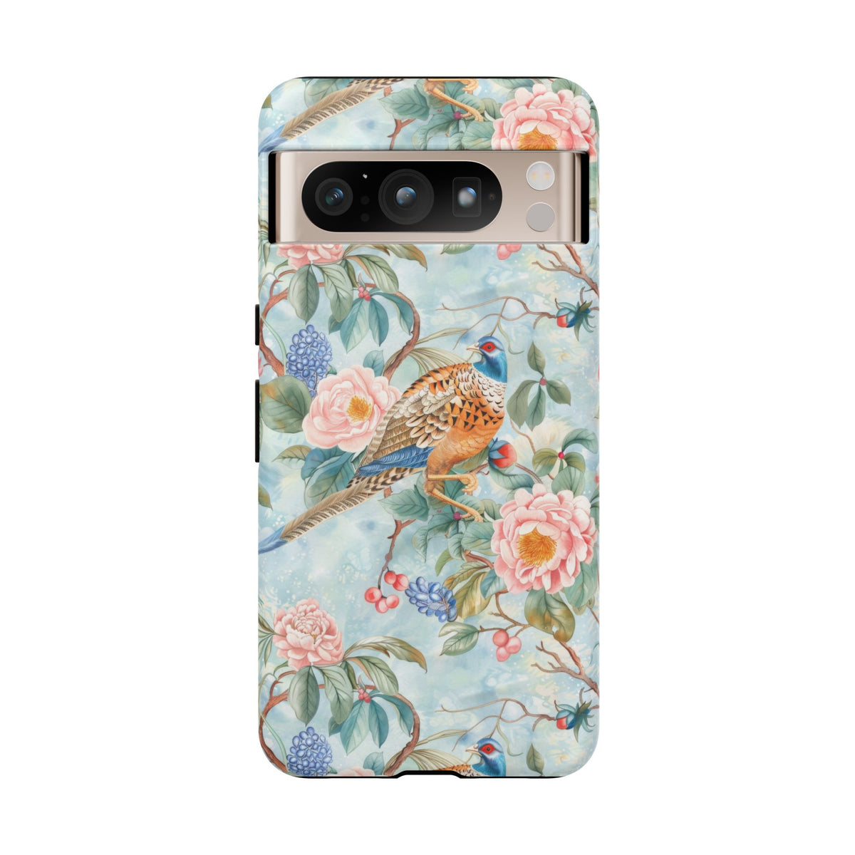 Chinoiserie Designed Floral Pheasant Phone Case with Bird Design
