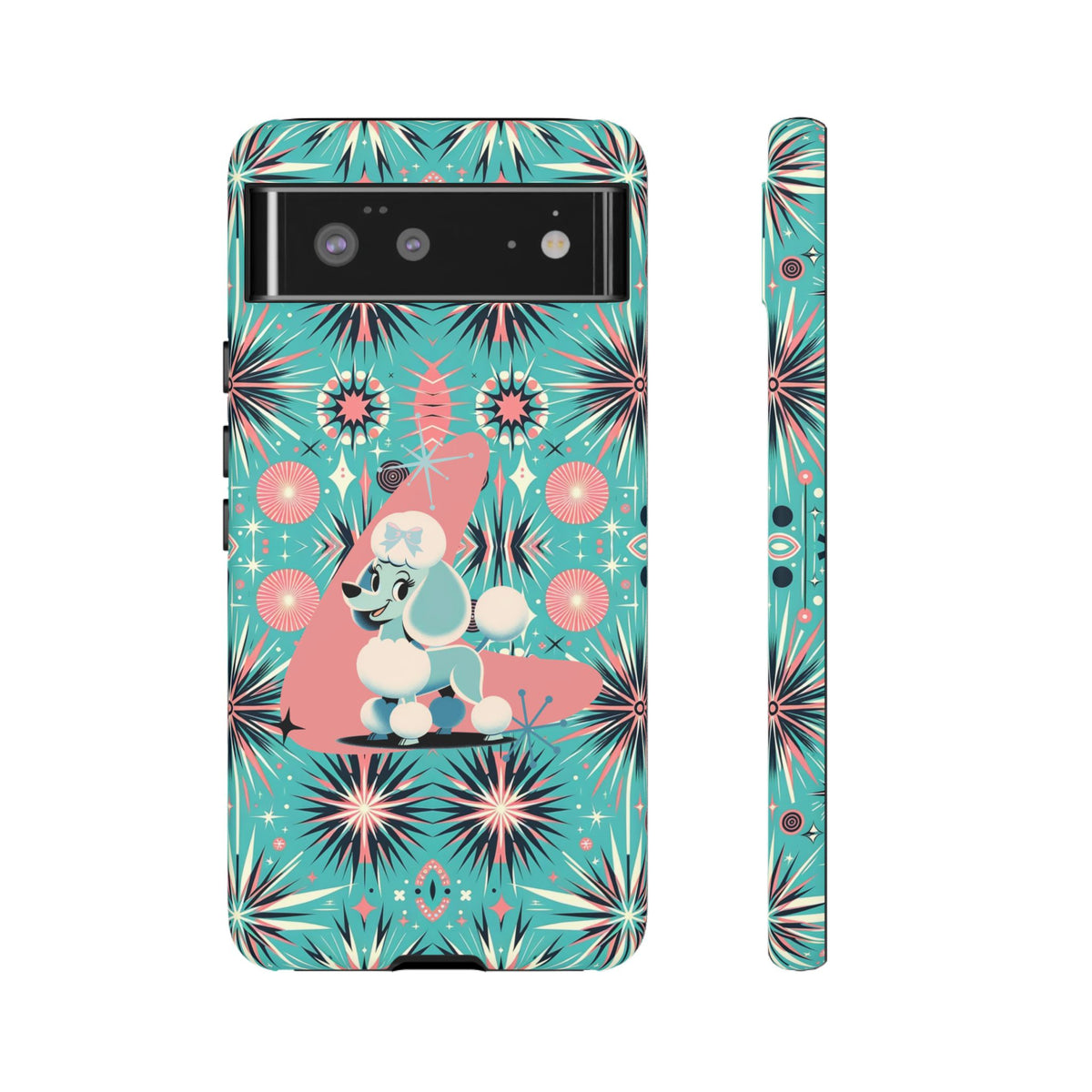 1950s Mid Century Modern Atomic Pink, Poodle Retro Smart Phone Tough Cases