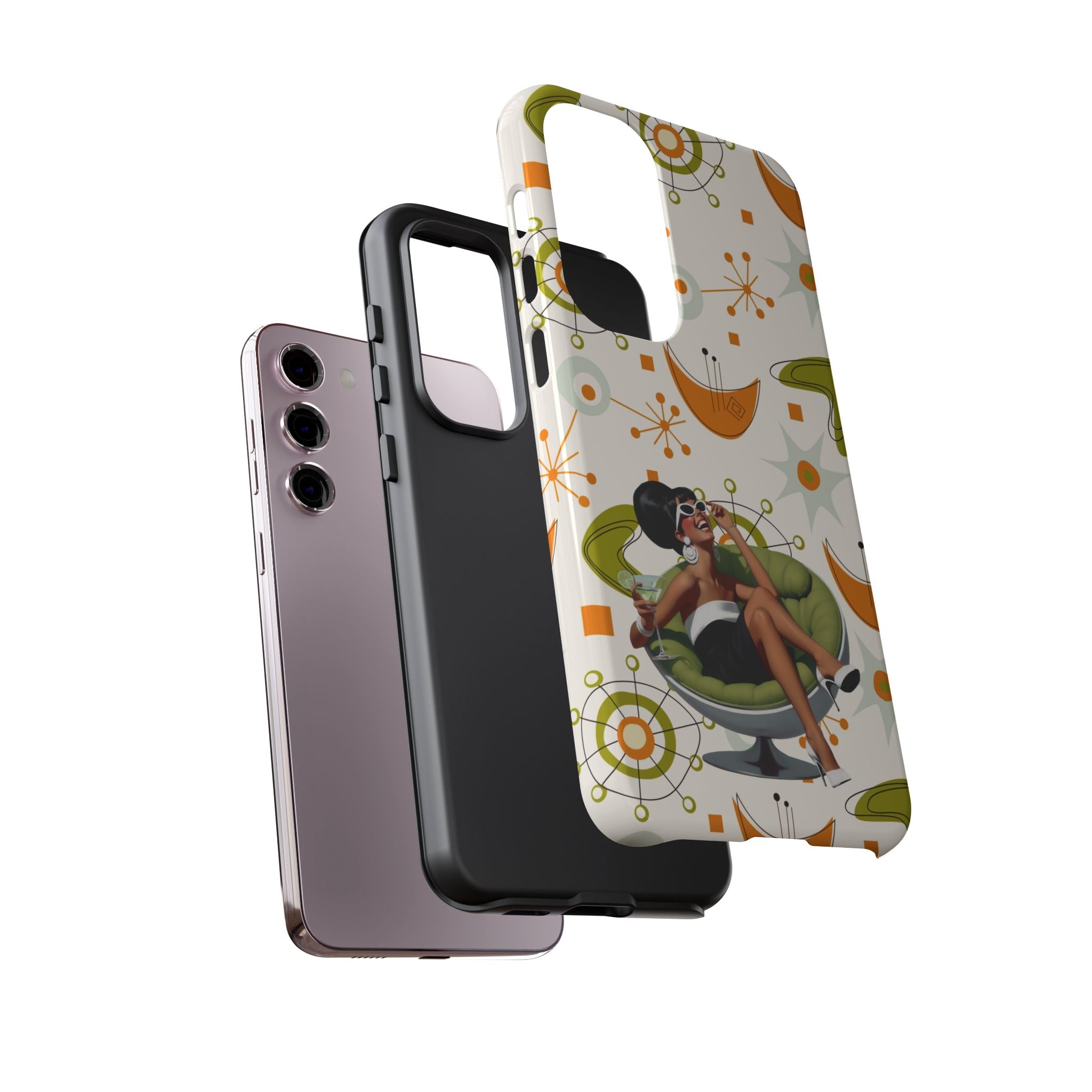 Mid Century Modern Atomic Starburst Mid Mod 60s Gal Retro Chic Tough Phone Case with Vintage Glamour Design