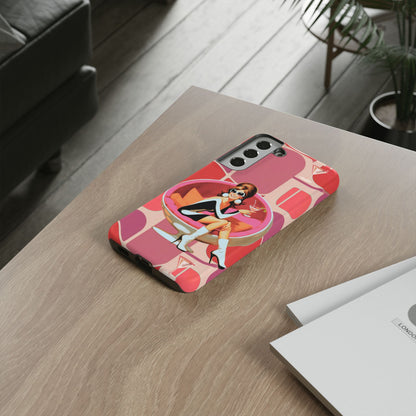 Mid Mod 60s Mod Gal, Kick Back Enjoy, Retro Chic Phone Case with Cocktail Design